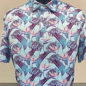 CS Coastal Blue Leaf Print Polo